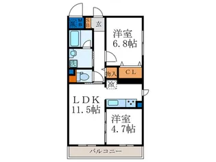 パルテ-ル北山【2階】の間取り