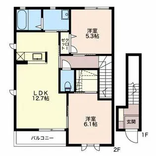 ラメール59 B【2階】の間取り