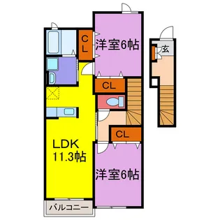 エクセルシアA・B・C【2階】の間取り
