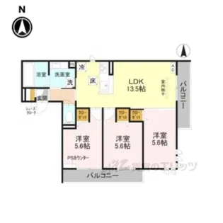 ルコアン堀川今宮【1階】の間取り