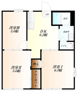 ハイツ愛B WiFi対応【1階】の間取り