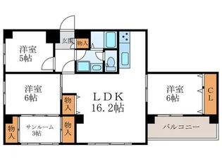 インペリアル松ヶ崎【6階】の間取り
