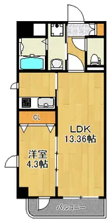 神奈川県川崎市中原区上小田中1【マンション】の間取り