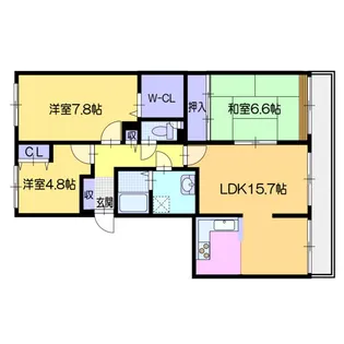 発寒パークマンション【8階】の間取り