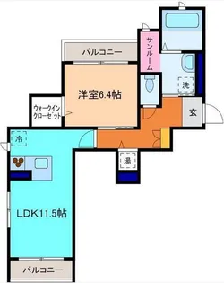 1LDKの間取り画像