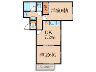 ツインクレストII【2階】の間取り