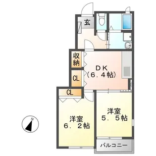 サニー スプリング B【1階】の間取り