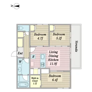 Wisteria茅ケ崎南【2階】の間取り