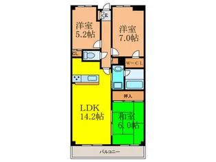 コスモ茨木上穂積【1階】の間取り