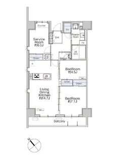 クラシアム神奈川台場【1階】の間取り