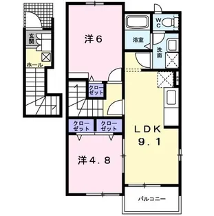 ヴィラ・弥生桜E【2階】の間取り