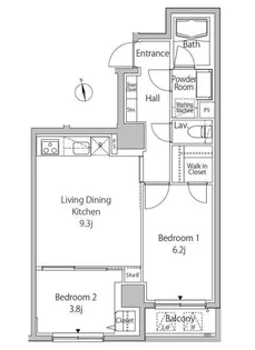 カーサスプレンディッド麻布十番駅前【2階】の間取り