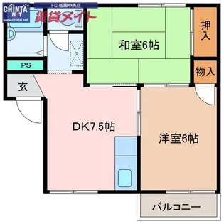 コーポジョイフルトロワC【2階】の間取り