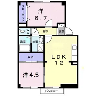 ヴィラージュ・ツボノIB【2階】の間取り