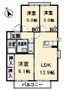 ディアス鍋倉 B棟【1階】の間取り