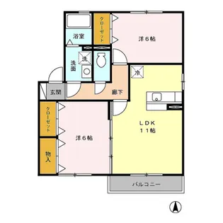 フルール 美丘 B棟【2階】の間取り