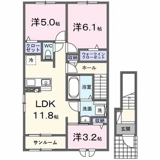 アンソレイエ高浜I【2階】の間取り