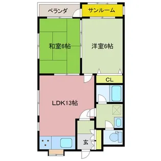ヴィララボール新根塚【2階】の間取り