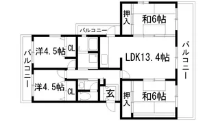 東山台ハイツ206号棟【4階】の間取り