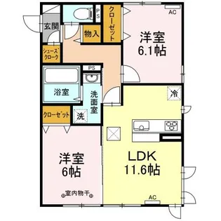 シティハウス高萩3【1階】の間取り