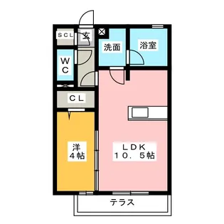 ハーベスト横井【1階】の間取り