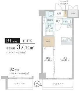 ベルエール江坂【4階】の間取り