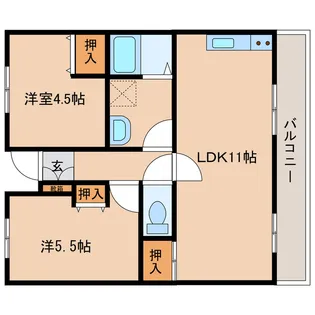 山口県玖珂郡和木町和木1【アパート】の間取り