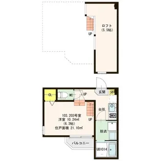 ハーモニーテラス五十人町【2階】の間取り