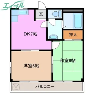 エクセルハイムユウB棟【2階】の間取り