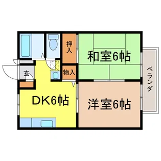 栗東辻ハイツ【2階】の間取り