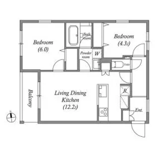 2LDKの間取り画像