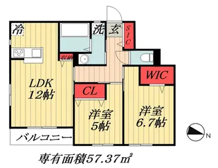 千葉県市川市中山1【アパート】の間取り