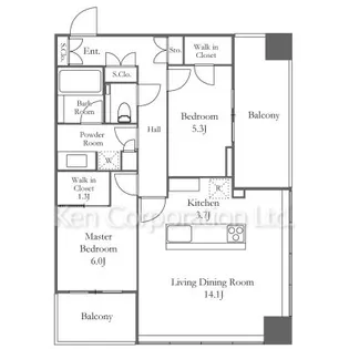 WORLD TOWER RESIDENCE【16階】の間取り