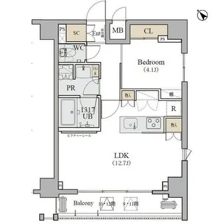 ディームス品川南【12階】の間取り