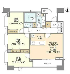 HF白金高輪レジデンス【6階】の間取り
