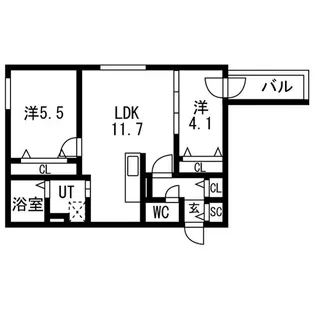 precious Hassamu-Minami(プレシャスハッサムミナ【2階】の間取り