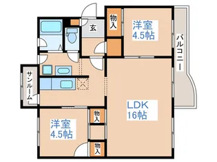 平岸スターハイツB-3【2階】の間取り