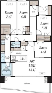 HARUMI FLAG SEA VILLAGE E棟【7階】の間取り
