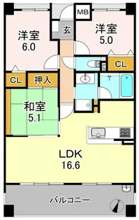 セザール平野【3階】の間取り