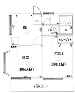 コーポ山雄【1階】の間取り