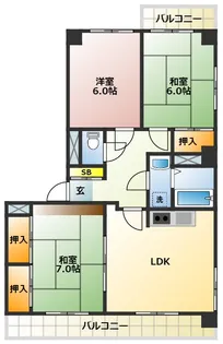 三高・カーサ・アルメディア【2階】の間取り