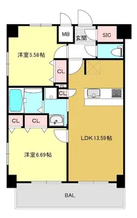 【シニア限定】Rakuju Residence 大倉山【5階】の間取り
