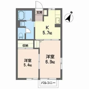 ディアス萩野 B【1階】の間取り
