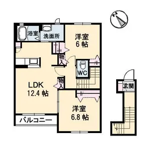 デセンテコートHMC B棟【2階】の間取り