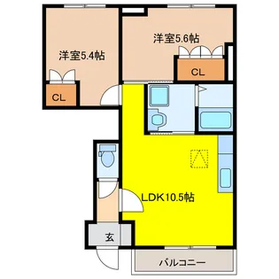 岐阜県大垣市東町2【アパート】の間取り