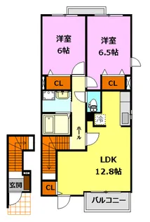シャン・ド・フルール弐番館【2階】の間取り