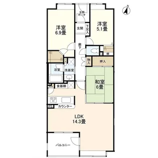 ライム長津田弐番館【2階】の間取り