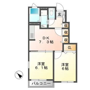 サニー スプリング A【1階】の間取り