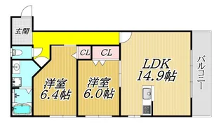 EXE東園田【2階】の間取り