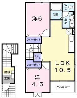 ヴィラ・ソリアードB【2階】の間取り
